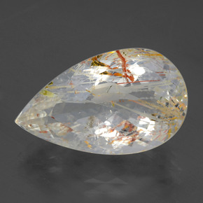 Topaze rutilée jaune naturelle en forme de poire, 20,84 ct, transparent