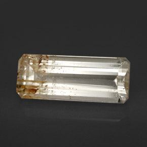 Topaze rutilée jaune naturelle taille émeraude, 7,41 ct, transparent
