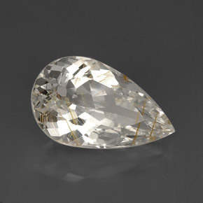 Topaze rutilée jaune naturelle en forme de poire, 15,47 ct, transparent