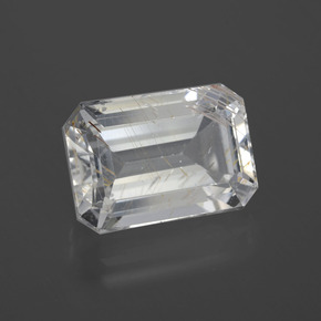 Topaze rutilée jaune naturelle taille émeraude, 11,14 ct, transparent