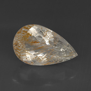Topaze rutilée jaune naturelle en forme de poire, 16,08 ct, transparent