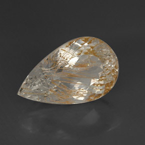 Topaze rutilée jaune naturelle en forme de poire, 16,08 ct, transparent