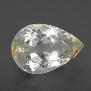 Topaze rutilée jaune naturelle en forme de poire, 8,21 ct, transparent