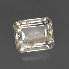 Topaze rutilée jaune naturelle taille émeraude, 8,79 ct, transparent