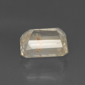 Topaze rutilée jaune naturelle taille émeraude, 8,79 ct, transparent