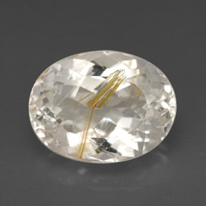 Topaze rutilée jaune naturelle coupe ovale, 7,49 ct, transparent