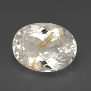 Topaze rutilée jaune naturelle coupe ovale, 7,49 ct, transparent