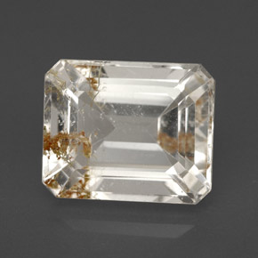 Topaze rutilée jaune naturelle taille émeraude, 7,51 ct, transparent