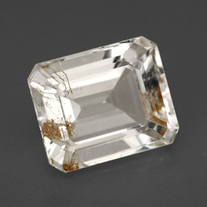 Topaze rutilée jaune naturelle taille émeraude, 7,51 ct, transparent