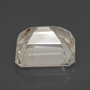 Topaze rutilée jaune naturelle taille émeraude, 7,51 ct, transparent