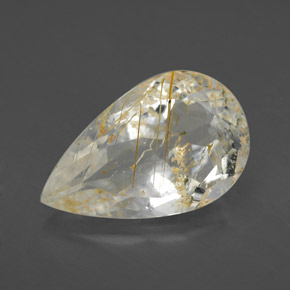 Topaze rutile Doré naturelle En forme de poire, 4.59 ct, Transparent