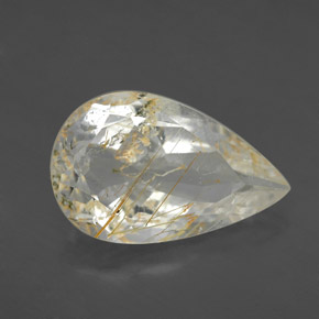 Topaze rutile Doré naturelle En forme de poire, 4.59 ct, Transparent
