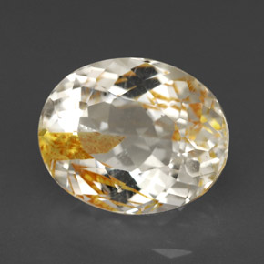 Topaze rutilée jaune naturelle coupe ovale, 5,72 ct, transparent