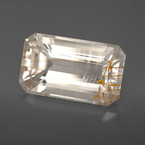Topaze rutilée jaune naturelle taille émeraude, 9,20 ct, transparent
