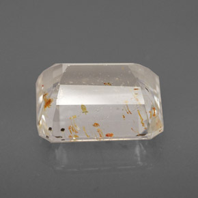 Topaze rutilée jaune naturelle taille émeraude, 6,46 ct, transparent