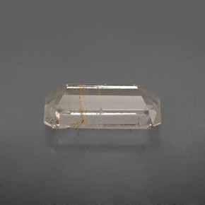 Topaze rutilée jaune naturelle taille émeraude, 3,66 ct, transparent