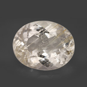 Topaze rutilée jaune naturelle coupe ovale, 17,25 ct, transparent