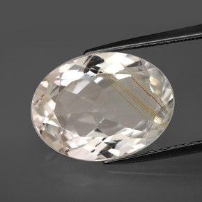 Topaze rutilée jaune naturelle coupe ovale, 11,37 ct, transparent