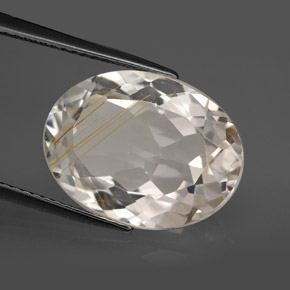Topaze rutilée jaune naturelle coupe ovale, 11,37 ct, transparent