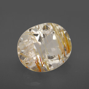 Topaze rutilée jaune naturelle coupe ovale, 8,38 ct, transparent
