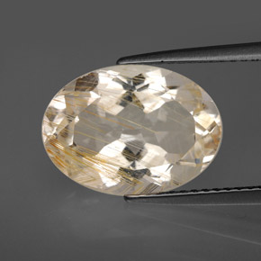 Topaze rutilée jaune naturelle coupe ovale, 7,03 ct, transparent