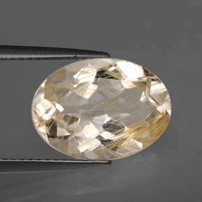 Topaze rutilée jaune naturelle coupe ovale, 7,03 ct, transparent