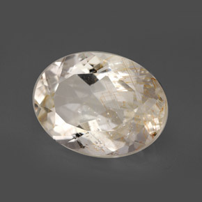 Topaze rutilée jaune naturelle coupe ovale, 12,03 ct, transparent