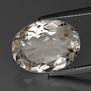 Topaze rutilée jaune naturelle coupe ovale, 11,65 ct, transparent