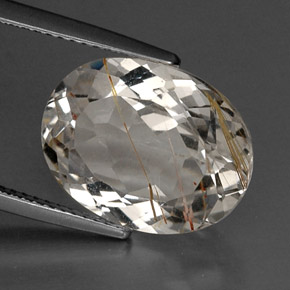 Topaze rutilée jaune naturelle coupe ovale, 11,65 ct, transparent
