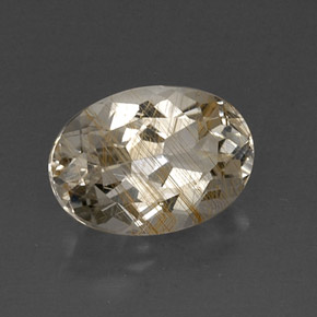 Topaze rutilée jaune naturelle coupe ovale, 7,55 ct, transparent