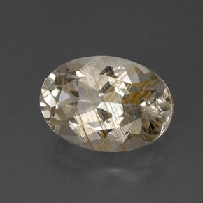 Topaze rutilée jaune naturelle coupe ovale, 7,55 ct, transparent