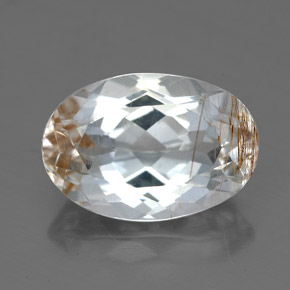 Topaze rutilée jaune naturelle coupe ovale, 6,49 ct, transparent