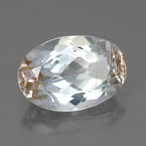 Topaze rutilée jaune naturelle coupe ovale, 6,49 ct, transparent