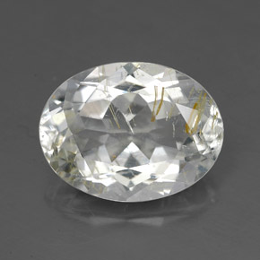 Topaze rutilée jaune naturelle coupe ovale, 5,18 ct, transparent