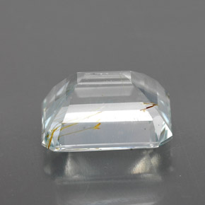 Topaze rutilée jaune naturelle taille émeraude, 8,72 ct, transparent
