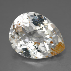 Topaze rutilée jaune naturelle en forme de poire, 11,36 ct, transparent