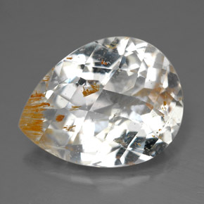 Topaze rutilée jaune naturelle en forme de poire, 11,36 ct, transparent