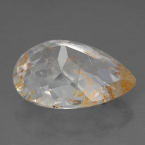 Topaze rutilée jaune naturelle en forme de poire, 11,36 ct, transparent