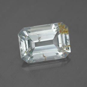 Topaze rutilée jaune naturelle taille émeraude, 4,75 ct, transparent