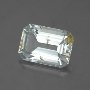 Topaze rutilée jaune naturelle taille émeraude, 4,75 ct, transparent