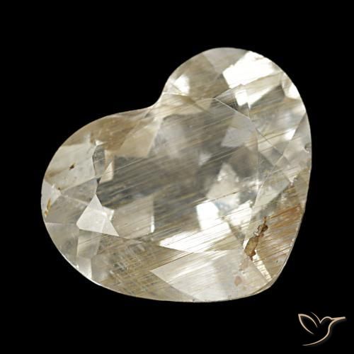 Topaze rutilée marron doré très clair naturelle forme de coeur, 3,56 ct, transparent