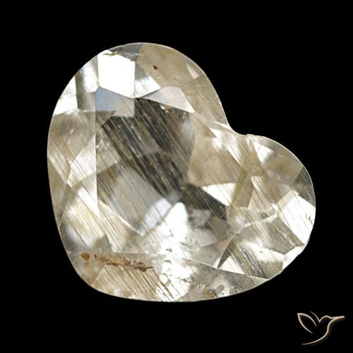 Topaze rutilée marron doré très clair naturelle forme de coeur, 3,56 ct, transparent