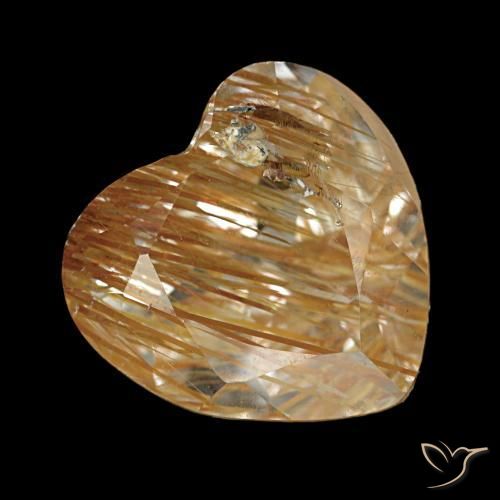 Topaze rutilée marron chaud naturelle forme de coeur, 4,29 ct, transparent