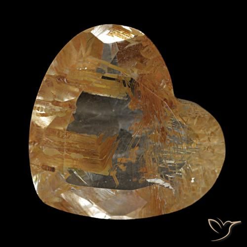 Topaze rutilée marron chaud naturelle forme de coeur, 5,62 ct, transparent