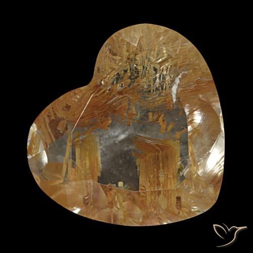 Topaze rutilée marron chaud naturelle forme de coeur, 5,62 ct, transparent
