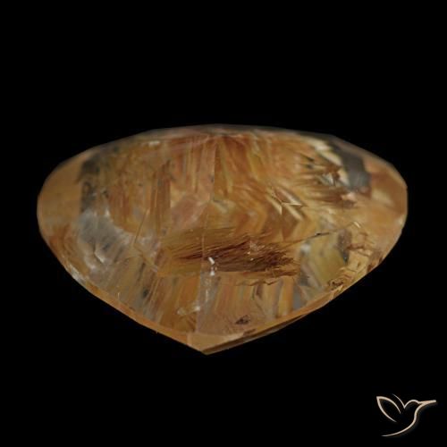 Topaze rutilée marron chaud naturelle forme de coeur, 5,62 ct, transparent