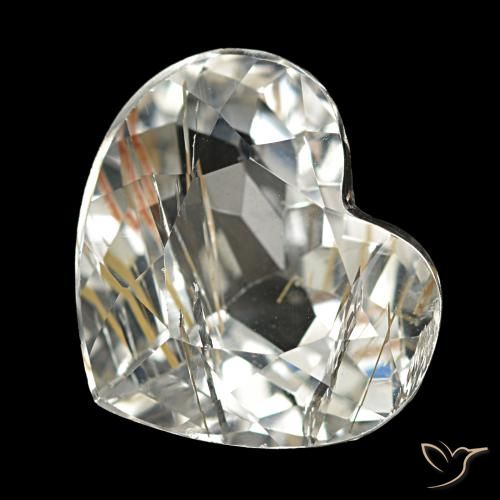 Topaze rutilée marron doré très clair naturelle forme de coeur, 4,38 ct, transparent