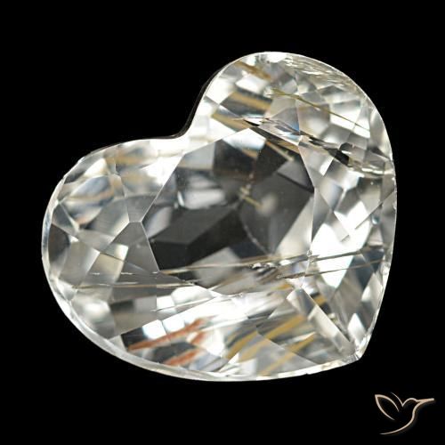Topaze rutilée marron doré très clair naturelle forme de coeur, 4,38 ct, transparent