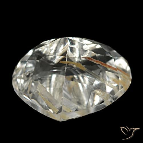 Topaze rutilée marron doré très clair naturelle forme de coeur, 4,38 ct, transparent