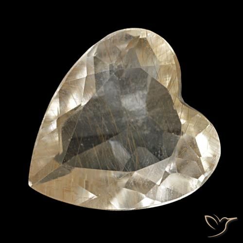Topaze rutilée jaune naturelle forme de coeur, 3,23 ct, transparent